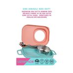 Zg Store Uzspace Bento 1100ML Lunchbox Tek Katlı 3 Bölmeli Kaseli Çelik Sefer Tası Yemek Kutusu (Turuncu-Turkuaz) - 0,5 x 7 cm
