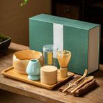 ZGFOZJGC Matcha Çırpma Seti, Japon Matcha Çay Seti, Matcha Kasesi, Bambu Matcha Çırpıcı, Kaşık, Matcha Çırpma Tepsisi, Çay Tozu Kutusu, Bambu Tepsisi, Kereviz Kiti
