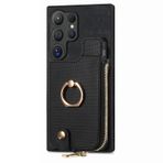 ZGFOZJGC Samsung Galaxy S25 Ultra/S25 Plus/S25 için Çevirmeli Kılıf, Dönen Arka Halka ve Kart Tutucu Deri Kılıf Erkekler ve Kadınlar için Telefon Kılıfı (S25, Siyah)