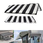 ZGFOZJGC Şeritli Kumaş Stor Perde Yağmur ve Rüzgar Koruması 280 g Polyester Dış Mekan Avlu, Veranda, Veranda, Boyut: 50 x 3,5 m, Renk: Siyah ve Beyaz