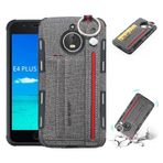 Zhangli Motorola Moto E4 Plus Kumaş Dokusu için Motorola Kılıflar + TPU Darbeye Dayanıklı Metal Halka ve Tutucu, Kart Yuvaları ve Askılı Askılı Koruyucu Kılıf (Siyah) Motorola Kılıfları (Renk: Gri)