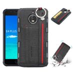 Zhangli Motorola Moto E4 Plus Kumaş Dokusu için Motorola Kılıflar + TPU Darbeye Dayanıklı Metal Halka ve Tutucu ve Kart Yuvalı ve Askılı Askılı Koruyucu Kılıf (Siyah) Motorola Kılıfları (Renk: Siyah)