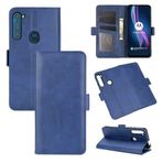 Zhangli Motorola One Fusion+ için Motorola Kılıfları Çift Taraflı Manyetik Tokalı Yatay Kapaklı Deri Kılıf Tutucu ve Kart Yuvaları ve Cüzdan Motorola Kılıfları (Renk: Koyu Mavi)