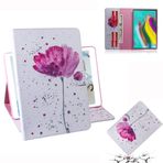 Zhangli Telefon Kılıfları Mor Orkide Desenli Yatay Çevirmeli Deri Kılıf Galaxy Tab S5E T720 / T725 için, Tutucu ve Kart Yuvası ve Cüzdan Telefon Kılıfları ile
