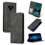 Zhangli Telefon Kılıfları Retro Cilt Hissedilen İş Manyetik Yatay Çevirmeli Deri Kılıf Galaxy Note 9 (Kırmızı) Telefon Kılıfları (Renk: Koyu Gri)