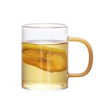 ZHANGWING Kahve Kupası 250 ml Saplı Cam Bardak Kalınlaştırılmış Çay Kupaları Şeffaf Kahvaltı Süt Bardakları Ofis Camı Su Bardağı (Renk: Sarı)