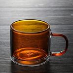ZHANGWING Kahve Kupası 250ML Çift Yalıtımlı Şeffaf Cam Kupa Kahve Kupaları Meyve Suyu Bardağı (Kapasite: 250 ml, Renk: Sarı astarlı fincan)