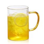 ZHANGWING Kahve Kupası 500 ml Şeffaf Cam Bardak Kahvaltı Süt Bardağı Ev Suyu Fincanı Kahve Kupası (Kapasite: 400 ml, Renk: Sarı)