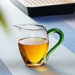 ZHANGWING Kahve Kupası Cam Çay Sürahi ve Filtre Çay Seti Aksesuarı Chahai 350ml Kahve Süt Köpürtücü Bardak Kung Fu Çay Takımı Çaydanlık Süzgeci (Renk: Yeşil Hanlde)