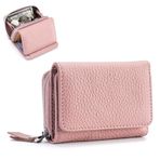 ZhaoCo Küçük cüzdan fermuarlı cep hakiki deri bayan cüzdan çanta RFID engelleme kredi kartı tutucu bozuk para çantaları kızlar bayanlar için, pinguin gri, 10*7.5*4cm, Klasik