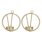 ZHDOKA 2 adet Modern Altın Mumluk, Minimalist Duvara Monte Şamdan Tutucu Asılı Metal Tealight Tutucu Ferforje Avrupa Mum Aplik Yatak Odası Düğün Parti Dekorasyon