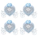 ZHDOKA 4 ADET Teneke Nikah Şekeri Kutuları, Romantik Kalp Şeklinde Hediye Kutuları Vintage Güzel Favor Kutuları Düğün Doğum Günü Partisi Malzemeleri için Küçük Çerez Çikolata(Mavi)