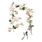 ZHDOKA 5.9ft Yapay Gül Çiçek Çelenk, Şakayık Ortanca Çiçekleri ile Yeşillik Okaliptüs Asma, Düğün Masa Koşucu Centerpieces Gelin Duş Parti Dekor için İpek Gül Çiçek Çiçek(Pembe)
