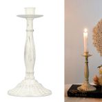 ZHDOKA Beyaz Konik Şamdan Tutucu, Modern Metal Dekoratif Mumluk Antika Vintage Mumluk, Şömine Masa Centerpiece Çiftlik Evi Düğün Dekor için Zarif Mum Işığı Standı