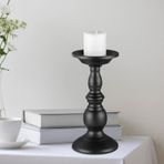 ZHDOKA Çiftlik Evi Mumluk, 8.7in Siyah Vintage Sütun Mumluk Antika Metal Şamdan Rustik Dekoratif Konik Mum Masa Centerpieces için Standı Parti Ev Dekor