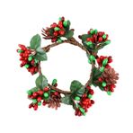 ZHDOKA Noel Mum Çelenk Yüzük, Simülasyon Berry Mini Çelenk Noel Çam Kozalağı Mumluk Yüzük Noel Düğün Parti için Ev masa süsü(#3)