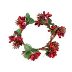 ZHDOKA Noel Mum Çelenk Yüzük, Simülasyon Berry Mini Çelenk Noel Çam Kozalağı Mumluk Yüzük Noel Düğün Parti için Ev masa süsü(#4)