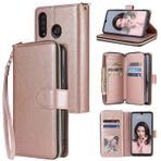 ZHENGNING Huawei P30 Lite için Koruyucu Kılıf Cüzdan Kılıf, Birinci Sınıf Yumuşak PU Deri Fermuarlı Folyo Cüzdan Bilek Kayışlı Kart Yuvası Destek Çubuğu Koruyucu Kılıf Huawei P30 Lite Akıllı Telefon İnce Kapak Kabuk