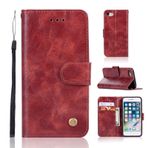 ZHENGNING iPhone 6/6s için Koruyucu Kılıf Retro Bakır Toka Çılgın At Yatay Çevirmeli PU Deri Kılıf, Tutucu ve Kart Yuvaları, Cüzdan ve Kordon (Şarap kırmızısı) Akıllı Telefon İnce Kapak Kabuğu (Renk: Kırmızı)