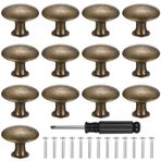ZHENGYYUU 13 Adet Mobilya Düğmesi Bronz, 30 mm Kapı Tokmağı Mobilya Kulpları Vintage, Dolap Komodinler için Yuvarlak Kapı Düğmeleri Dolap Topuzu Çekmece Dolap Düğmeleri (Bronz)