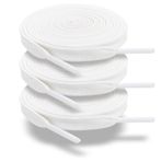 ZHENTOR 3 Çift Düz Ayakkabı Bağcıkları, Spor Ayakkabı Bağcığı, Spor Ayakkabı Atletik Koşu Ayakkabısı Çizme Telleri, Beyaz, 55 inches