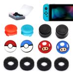 ZHI-NYLLDJS FPS Thumb Grips Set for Nintendo Switch/OLED/Lite,for Nintendo Switch Joystick Caps,Silicone Analog Stick Caps for Switch Joycon,Assist Motion Rings,Thumb Grip Caps (Vermilion & Sea Blue)