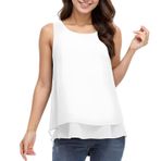 Zhiaek Şifon Tank Top Kadın Yaz Kolsuz Bluz Üst Zarif Basic Cami Yaz Rahat Yelek Üst Parça Bluz Gömlek, 1 # beyaz., 3XL
