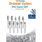 Zhltools Dremel Uyumlu Mini Oyma Gravür Uç Seti 10LU Tungsten Karbür, Ahşap, Metal, Plastik Için - Gri