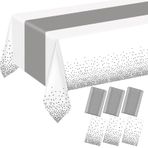 ZHOMA 6'lı Paket Dikdörtgen Plastik Noktalı Masa Örtüsü Seti, 132 x 250 cm Plastik Masa Örtüsü, Düğün Mezuniyet Doğum Günü Yeni Yıl Partisi Süslemeleri için Saten Masa Örtüleri (Beyaz, Şerit)