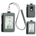 ZHOMA Minimalist RFID cüzdan kordonlu, çok fonksiyonlu kimlik kılıfı, 2 fermuarlı cep ve anahtarlık, erkekler ve kadınlar için, taktik rozet çantası kart tutucu, seyahat sporları için bozuk para