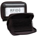ZHOMA RFID Engelleyici Gerçek Deri Kredi Kartı Kılıfı Tutucu Güvenlik Seyahat Cüzdanı (Kahve)