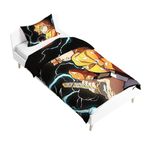 Zhongkaihua Anime Yatak Tek Kişilik Yatak Seti Çocuklar 2 Parça 135 * 200 CM Agatsuma Zenitsu Figürü Yorgan/Yastık Kılıfı Yatak Takımları Yatak Odası Ev Dekoratif
