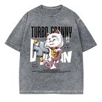 Zhongkaihua Ayase Momo Anime Okarun Turbo Büyükanne Vintage Yıkanmış Tişört Sıkıntılı Grafik Pamuk Erkekler Gençlik Boys Yaz Rahat Hip Hop Streetwear, Tip 2, XXL