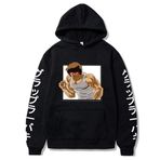 Zhongkaihua BAKI Hanma Baki Yuujirou Hanma Anime Dijital Hoodie Kazak Yetişkin Genç Anime Sweatshirt Cep Sıcak Hediye Öğrenci Severler için, Tip - 1, M
