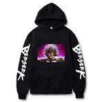 Zhongkaihua BAKI Hanma Baki Yuujirou Hanma Anime Dijital Hoodie Kazak Yetişkin Genç Anime Sweatshirt Cep Sıcak Hediye Öğrenci Severler için, Tip - 3, S
