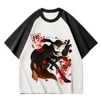 Zhongkaihua Bungo Stray Dogs Tişört, Gençler Yetişkinler Yaz Günlük 3D Baskı Dazai Osamu & Nakahara Chuuya Anime Kısa Kollu Tişört, Hayranlar için Siyah ve Beyaz Tişört Hediye, Nakahara Chuuya, 3XL