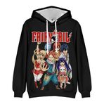 Zhongkaihua Fairy Tail Natsu Dragneel Lucy Heartfilia Anime Dijital Kapüşonlu Kazak Sweatshirt Cepli Sıcak Hediye Yetişkin Genç Erkek Kız Öğrenci Severler için, tip 1, M
