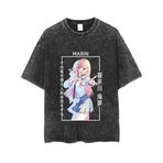 Zhongkaihua Kitagawa Marin Anime Kuroe Shizuku Vintage Yıkanmış Tişört Sıkıntılı Grafik Pamuk Erkekler Gençlik Boys Yaz Rahat Hip Hop Streetwear, Tip 2, XXL