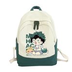 Zhongkaihua MHA Erkek Kız Yetişkin Midoriya Lzuku Anime Sırt Çantası Okul Çantaları, Büyük Kapasiteli Kanvas Üniseks Günlük Çanta, Yürüyüş Çantası Seyahat Öğrenci Sırt Çantası, Okula Dönüş, tip 1, L