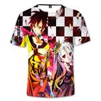 Zhongkaihua NO GAME NO LIFE T Shirt Anime Cosplay 3D Baskı Yuvarlak Yaka t-Shirt Gevşek Kısa Kollu T-Shirt Unsex Aldult Genç Çift, Tip2, XL