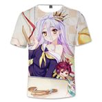 Zhongkaihua NO GAME NO LIFE T Shirt Anime Cosplay 3D Baskı Yuvarlak Yaka t-Shirt Gevşek Kısa Kollu T-Shirt Unsex Aldult Genç Çift, Tip7, XS