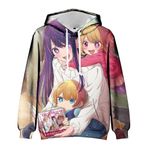 Zhongkaihua Oshi no Ko Hoshino Ai Hoshino Rubi Anime Dijital Kapüşonlu Kazak - Yetişkin Genç Anime Sweatshirt Cepli Sıcak Hediye Erkekler, Kızlar Öğrenci Aşıklar için, Tip - 02, XS