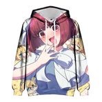 Zhongkaihua Oshi no Ko Hoshino Ai Hoshino Rubi Anime Dijital Kapüşonlu Kazak - Yetişkin Genç Anime Sweatshirt Cepli Sıcak Hediye Erkekler, Kızlar Öğrenci Aşıklar için, Tip - 03, 3XL
