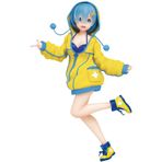 Zhongkaihua Rem and Ram Anime Figürleri Rem Sevimli Anime Kız Figürü Sarı Hoodie Versiyonu Ayakta Heykelcik PVC Heykel Modeli Masaüstü Süs Koleksiyon 22CM
