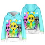 Zhongkaihua Sprunki Kapüşonlu Çocuk Erkek Kız Çocuklar için, Sprunki 3D Baskı Karikatür Anime Kapüşonlu Uzun Kollu Kazak Cep Yaylı Günlük Moda Sweatshirt Hayranlar için Sıcak Hediyeler, 13 tipi, 100