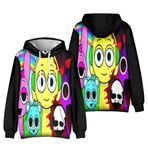 Zhongkaihua Sprunki Kapüşonlu Çocuk Erkek Kız Çocuklar için, Sprunki 3D Baskı Karikatür Anime Kapüşonlu Uzun Kollu Kazak Cep Yaylı Günlük Moda Sweatshirt Hayranlar için Sıcak Hediyeler, 16 yazın, 130
