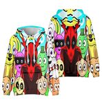 Zhongkaihua Sprunki Kapüşonlu Çocuk Erkek Kız Çocuklar için, Sprunki 3D Baskı Karikatür Anime Kapüşonlu Uzun Kollu Kazak Cep Yaylı Günlük Moda Sweatshirt Hayranlar için Sıcak Hediyeler, 17 yazın, 140
