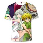 Zhongkaihua Yedi ölümcül günah T Shirt Anime Cosplay 3D baskı yuvarlak boyun t-Shirt gevşek kısa kollu T-Shirt Unsex Aldult genç çift, Tip 4, L