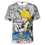 Zhongkaihua Yedi ölümcül günah T Shirt Anime Cosplay 3D baskı yuvarlak boyun t-Shirt gevşek kısa kollu T-Shirt Unsex Aldult genç çift, Tip8, M