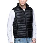 ZhuiKunA Erkek Slim Fit Kısa Kolsuz Kuş Tüyü Yelek Parka Hafif Mevsimlik Ceket Sıcak Kapitone Ceket, Siyah, XXL